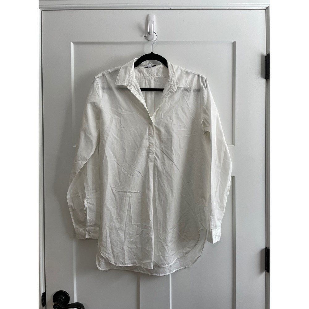 AYR Women's White Button-Down Tunic Shirt - Picture 3 of 9